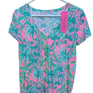Lilly Pulitzer Pink and Green Tropical Tee
